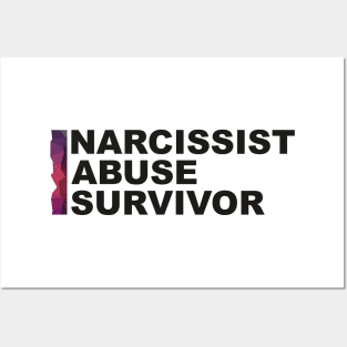 Narcissist Abuse Survivor (bold black letters and purple design) Posters and Art